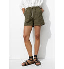 Short Uni en Toile Femme - Kaki Uni Fonce