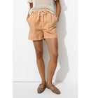 Short Uni en Toile Femme - Rose Uni Colore