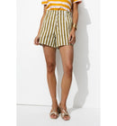 Short Rayé à Boutons Apparents - Kaki Raye