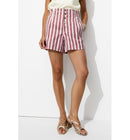 Short Rayé à Boutons Apparents - Rose Raye