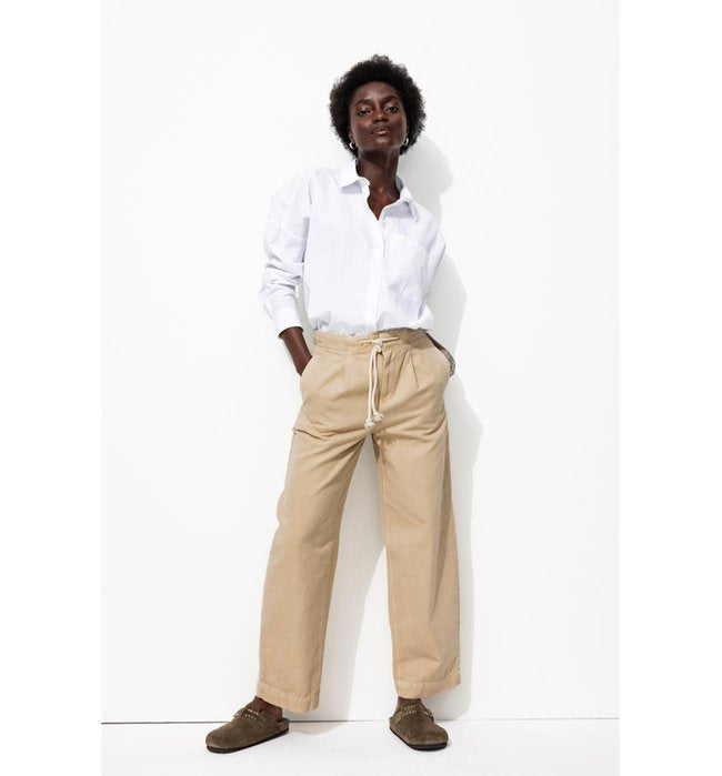 Pantalon Balloon en Toile - Naturel Uni Clair