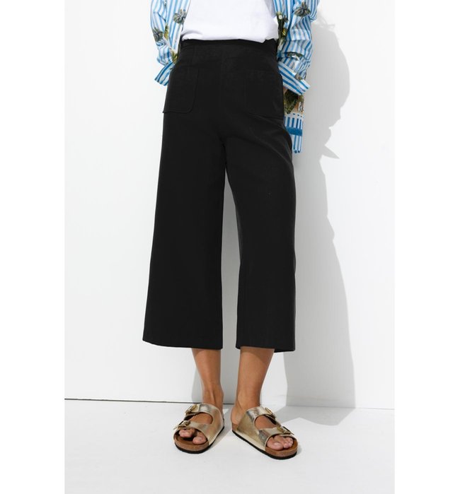 Pantalon Large et Court Femme - Noir Uni Fonce