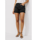 Short en Toile Unie Femme - Noir Uni Fonce
