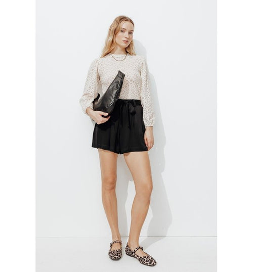 Short Taille Haute Éco-conçu - Noir Uni Fonce