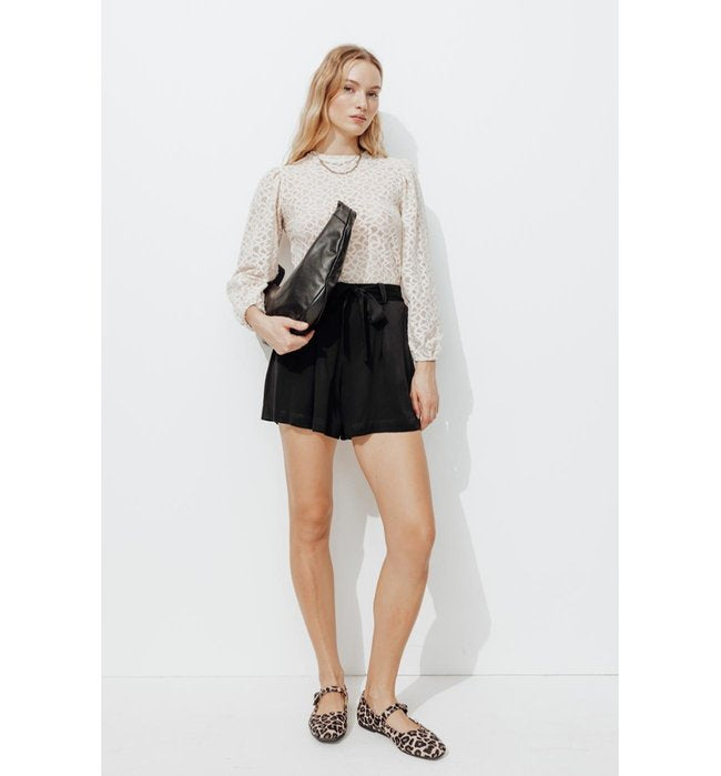 Short Taille Haute Éco-conçu - Noir Uni Fonce