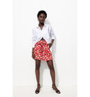 Short Taille Haute Éco-conçu - Rouge Imprime