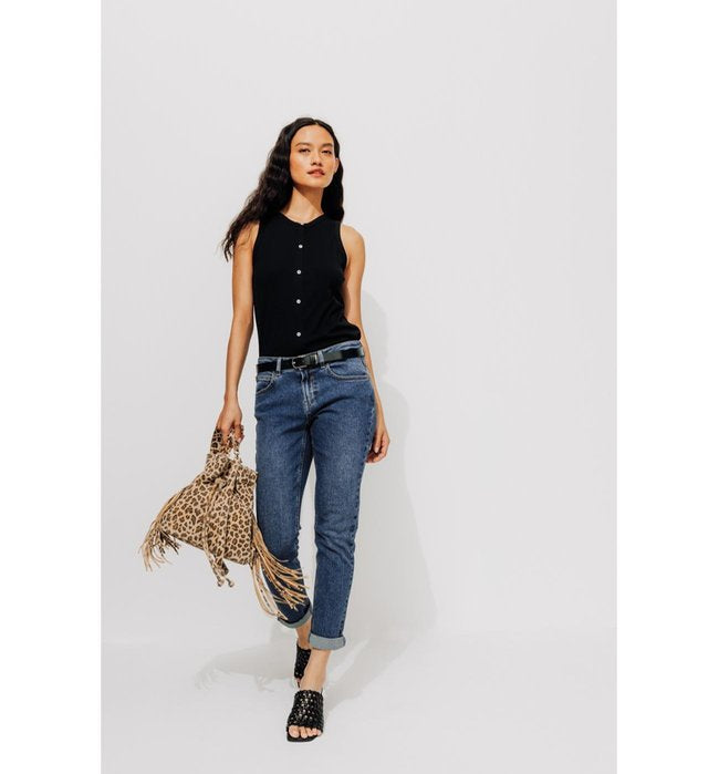 Lucien Jean Girlfriend Femme - Jeans Uni Fonce