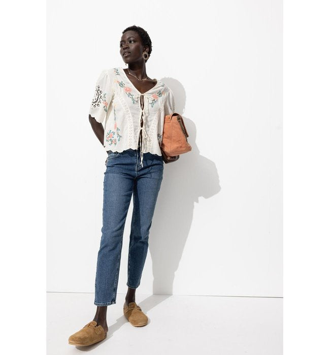 Gaston Jean Slim Cropped Femme - Jeans Uni Fonce