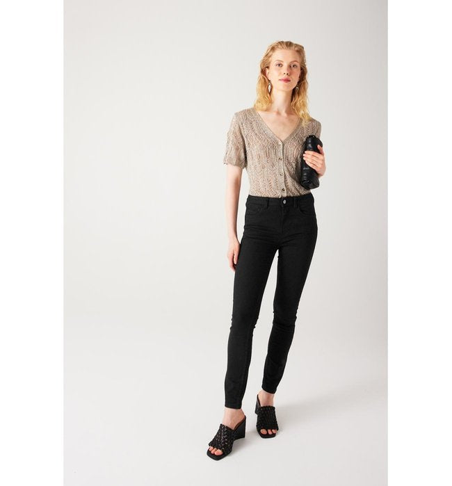 Ernest Jean Skinny Push Up - Noir Uni Fonce
