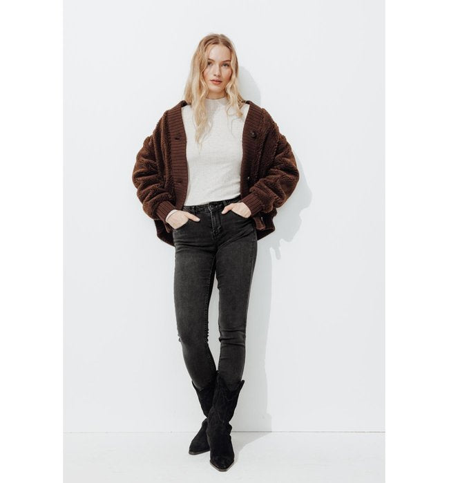 Ernest Jean Skinny Push Up - Jeans Uni Fonce