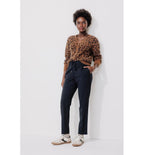 Pantalón jogger para mujer, color liso, azul oscuro