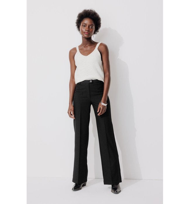 Pantalon de Tailleur Femme - Noir Uni Fonce