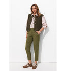 Pantalon Cigarette Uni Femme - Kaki Uni Fonce