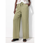 Pantalon Large Taille Haute - Kaki Uni Clair