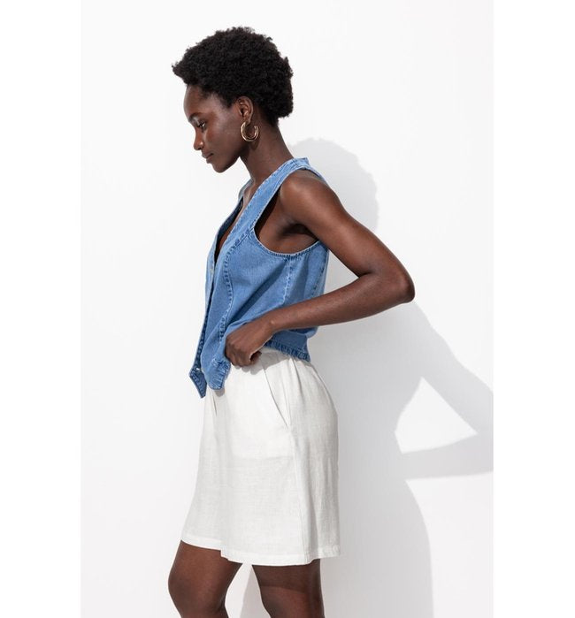 Short Large Femme - Naturel Uni Clair