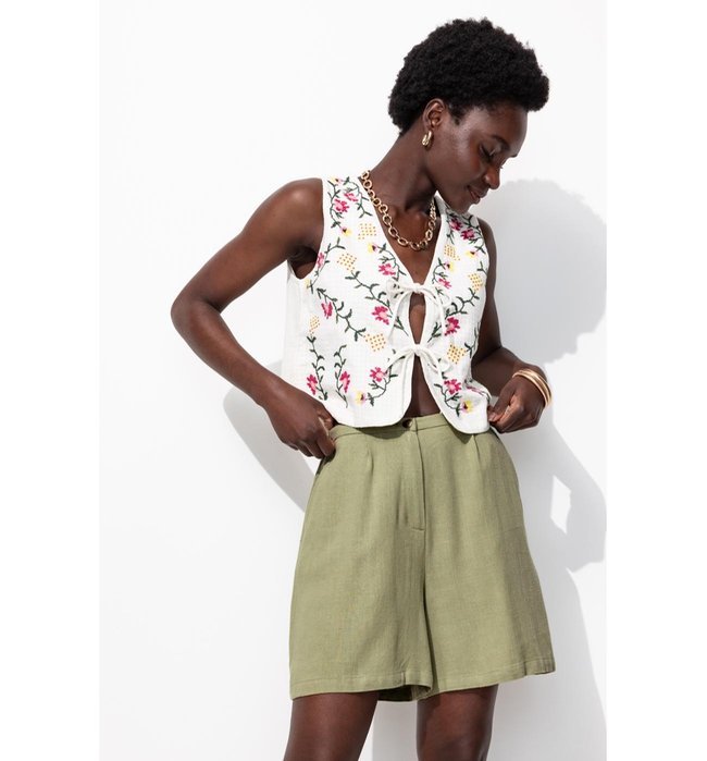 Short Large Femme - Kaki Uni Clair