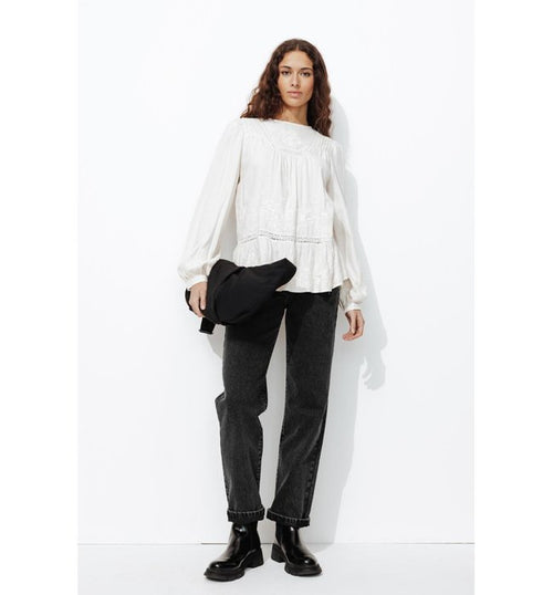 Basile Jean Droit High Rise - Noir Uni Fonce