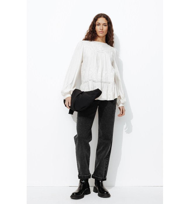 Basile Jean Droit High Rise - Noir Uni Fonce