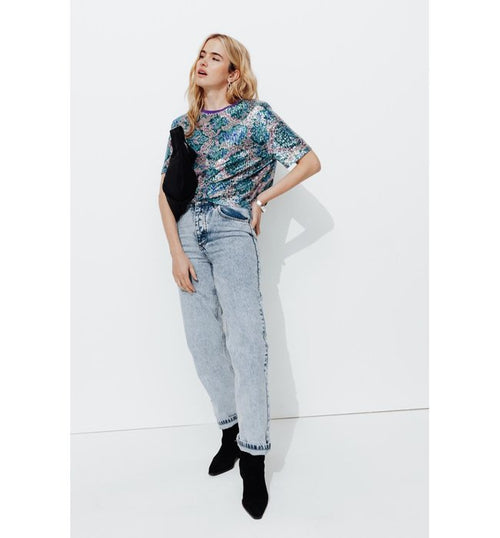 Basile Jean Droit High Rise - Jeans Uni Clair
