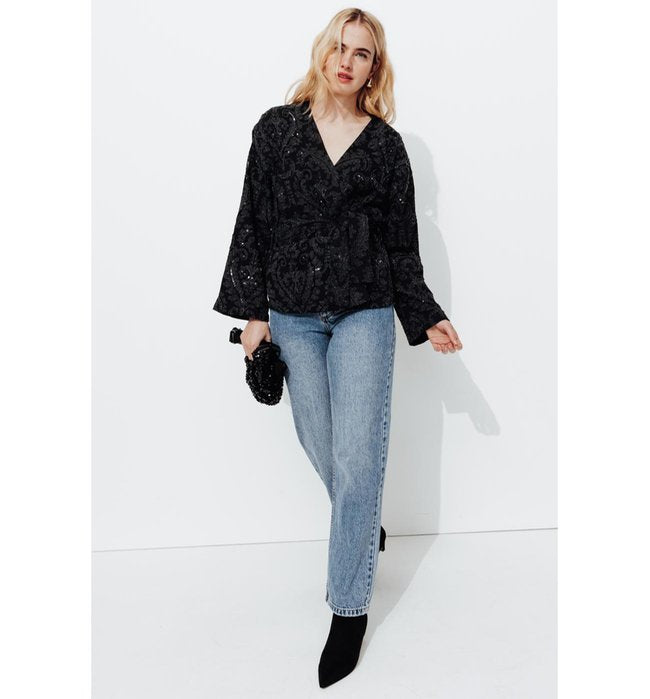 Basile Jean Droit High Rise - Jeans Uni Fonce