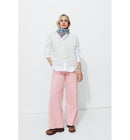 Pantalon Large Velours Côtelé - Rose Uni Colore