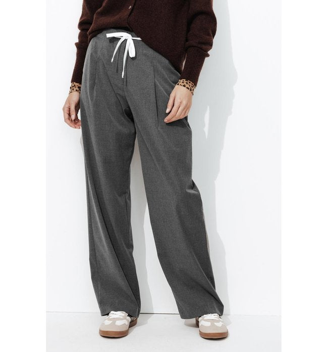 Pantalon Large Cordon Femme - Gris Uni Clair