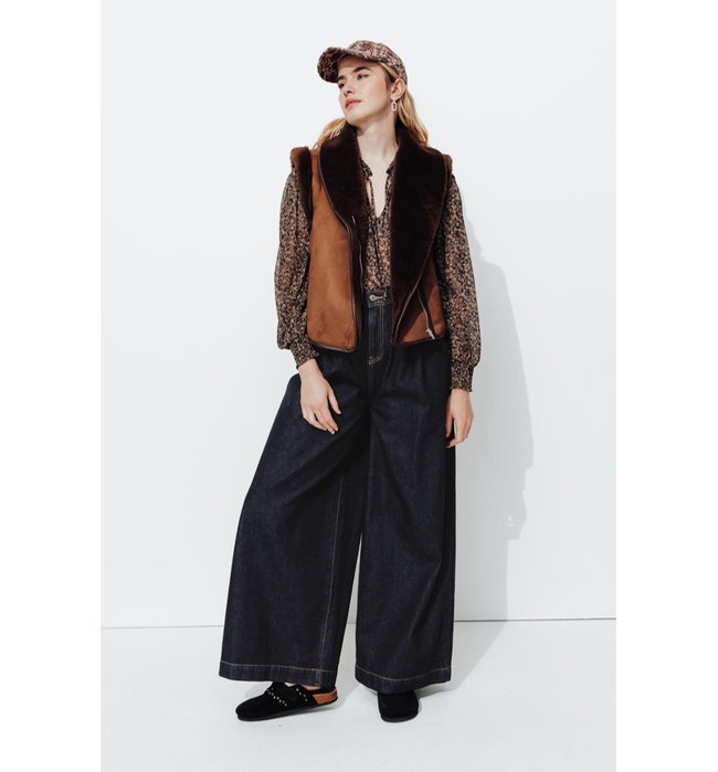 Jean Extra-large Taille Haute - Jeans Uni Fonce