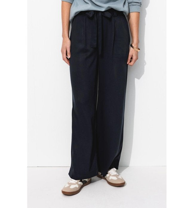 Pantalon Large et Fluide Femme - Bleu Uni Fonce