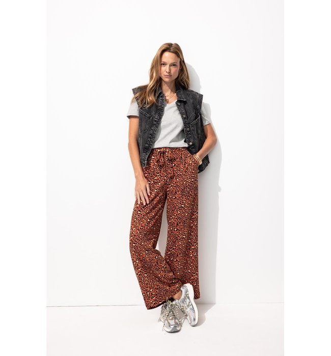 Pantalon Large et Fluide Femme - Marron Imprime