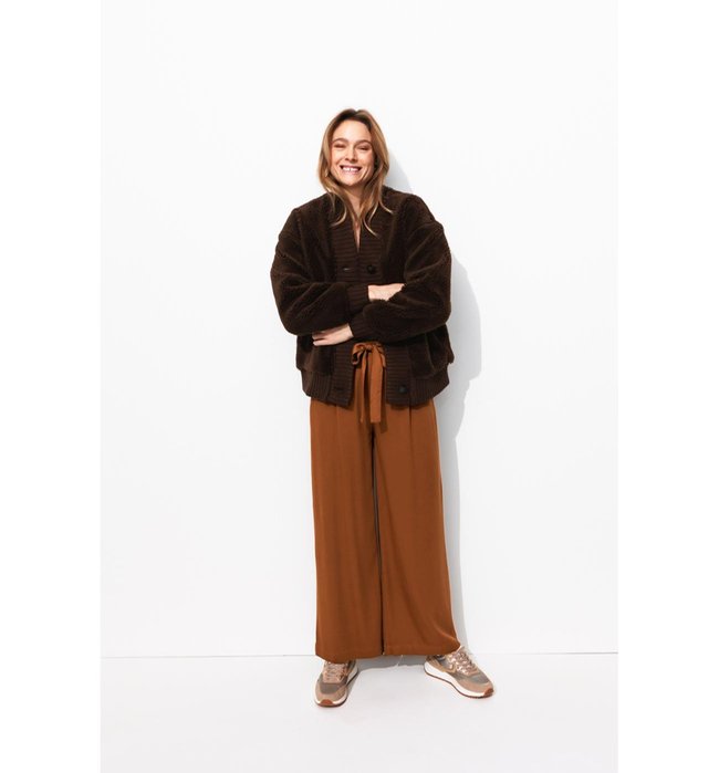 Pantalon Large et Fluide Femme - Marron Uni Fonce