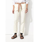 Pantalon Chino Ceinturé Femme - Blanc Uni Clair