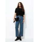 Hector Jean Taille Haute - Jeans Uni Fonce