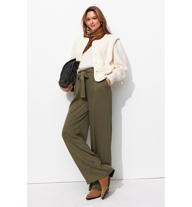Pantalon Large Version Longue - Kaki Uni Fonce