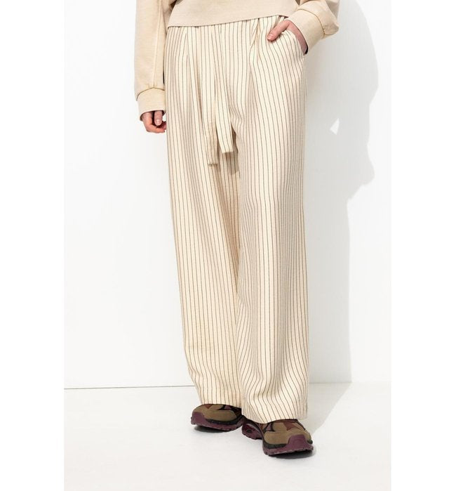 Pantalon Large Rayures Tennis - Naturel Raye