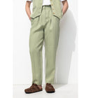 Pantalon à Pinces Taille Haute - Kaki Uni Clair