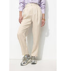 Pantalon à Pinces Taille Haute - Naturel Uni Clair