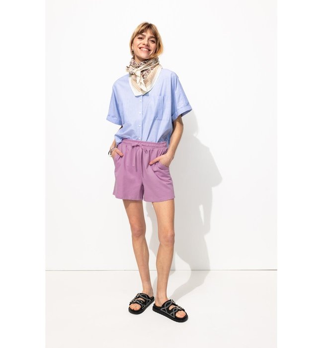 Short en Molleton Uni Femme - Violet Uni Colore