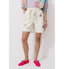 Short Brodé en Toile Sergé - Naturel Uni Clair
