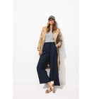 Pantalon Large en Lin Mélangé - Bleu Uni Fonce
