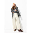 Pantalon Large en Lin Mélangé - Naturel Uni Clair