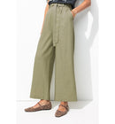 Pantalon Large en Lin Mélangé - Kaki Uni Clair