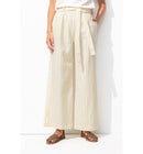 Pantalon Large en Lin Mélangé - Naturel Raye