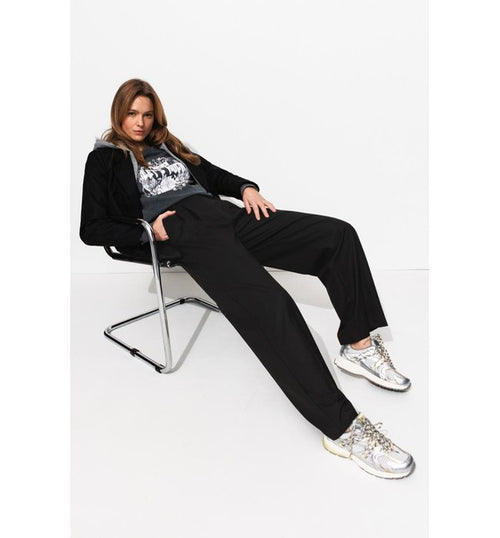 Billy Pantalon Large Femme - Noir Uni Fonce