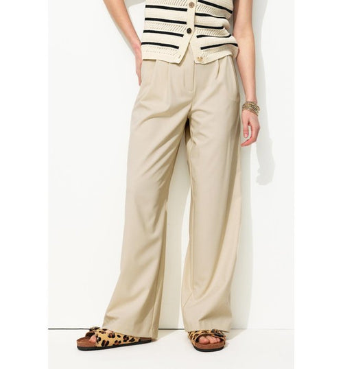 Billy Pantalon Large Femme - Naturel Uni Clair