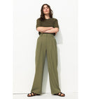 Billy Pantalon Large Femme - Kaki Uni Fonce