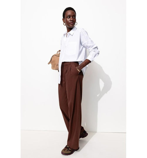 Billy Pantalon Large Femme - Rouge Uni Colore