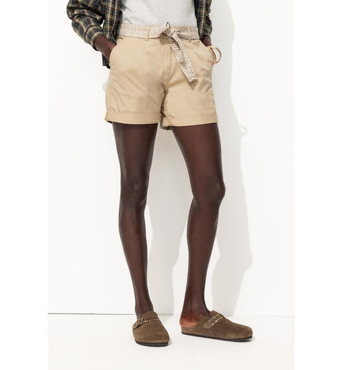 Short à Pinces Ceinturé - Naturel Uni Clair