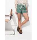 Short à Pinces Ceinturé - Gris Uni Fonce