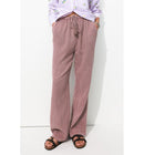 Pantalon en Gaze de Coton - Violet Uni Colore