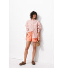 Short en Gaze de Coton Femme - Rose Uni Colore